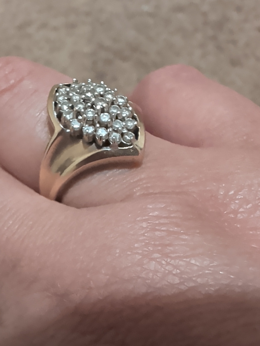 Gold Cluster CZ Statement Ring -14K Solid Women's Jewelry